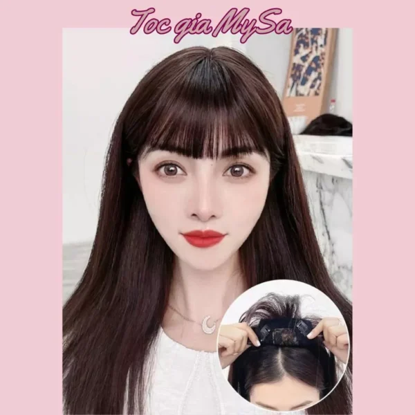 Tóc giả phủ hói 3D mái thưa siêu lưới giúp phủ hói đỉnh đầu cho nữ, có thể sử dụng nhiệt