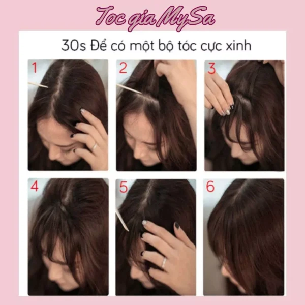 Kẹp tóc mái ngố giả vô hình làm từ 100% tóc thật, tóc mái ngang thời trang Hàn Quốc