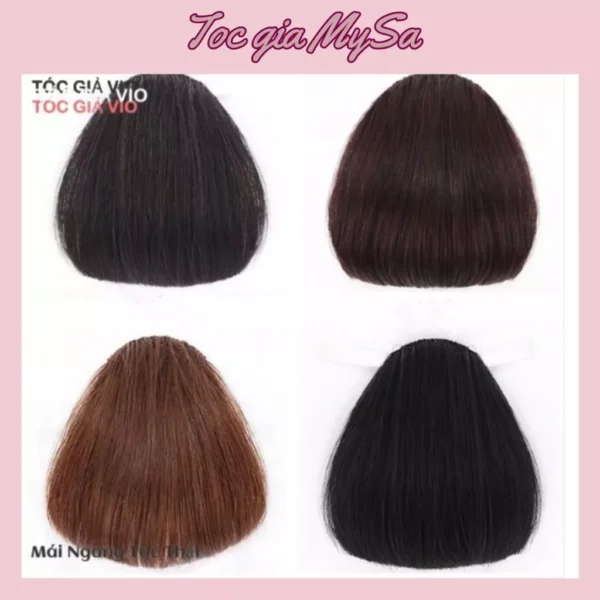 Kẹp tóc mái ngố giả vô hình làm từ 100% tóc thật, tóc mái ngang thời trang Hàn Quốc