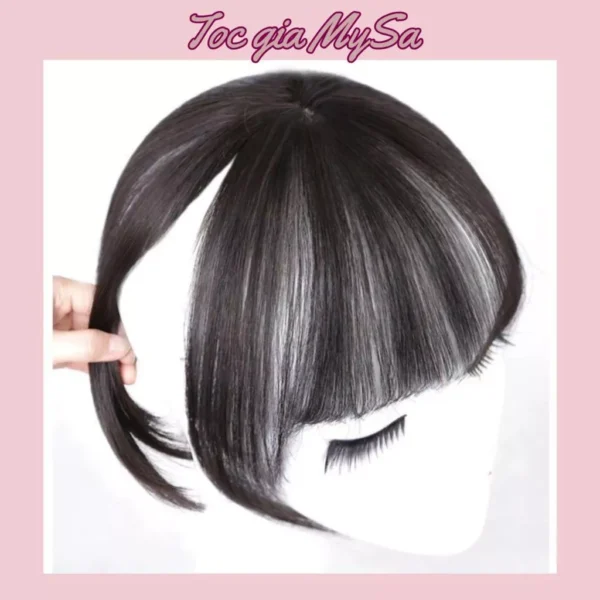 Tóc giả che hói mái thưa 4D rãnh da đầu, phủ hói đỉnh đầu cho nữ, mái giả phủ hói Hàn Quốc