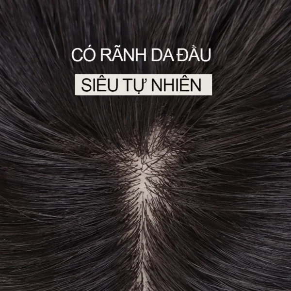 Tóc giả che hói mái thưa 4D rãnh da đầu, phủ hói đỉnh đầu cho nữ, mái giả phủ hói Hàn Quốc