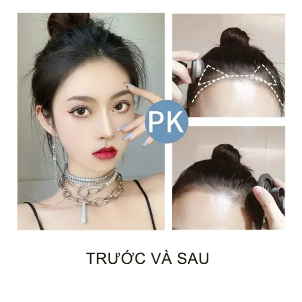 Mái dán che hói chữ M được làm từ 100% tóc thật, tạo được nhiều kiểu mái đa dạng