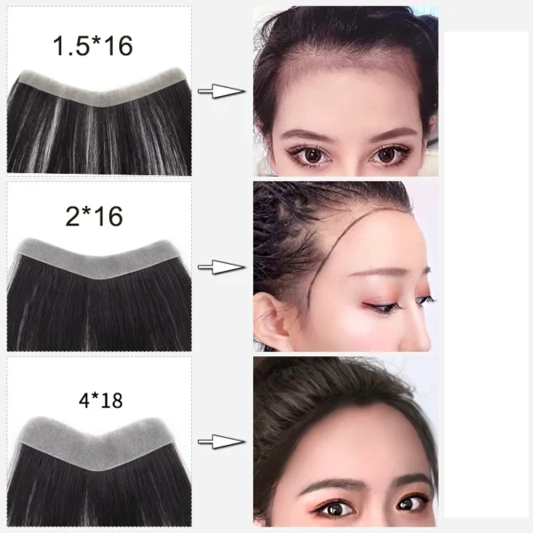 Mái dán che hói chữ M được làm từ 100% tóc thật, tạo được nhiều kiểu mái đa dạng
