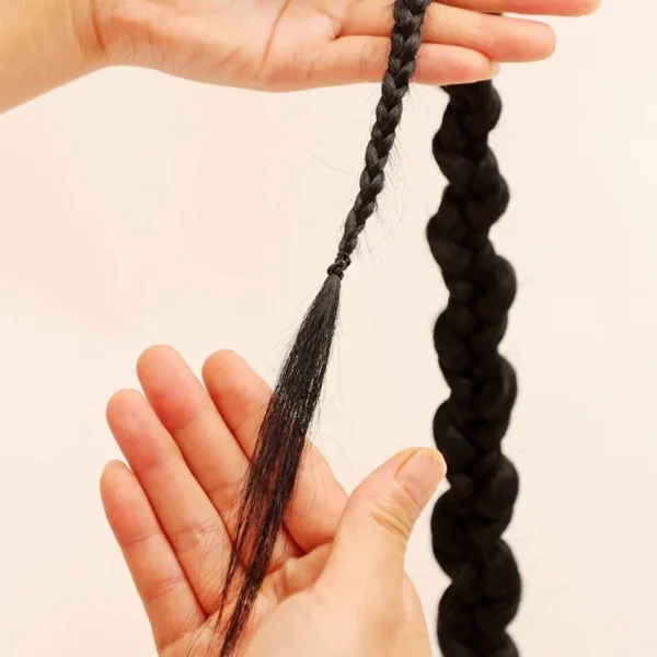 Tóc giả thắt bím dài 60cm cho nữ, phụ kiện tóc tết thắt bính chơi tết