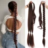 Tóc giả thắt bím chung với tóc thật dài 80cm cho nữ, tóc tết bính giả chung tóc thật giúp tự nhiên